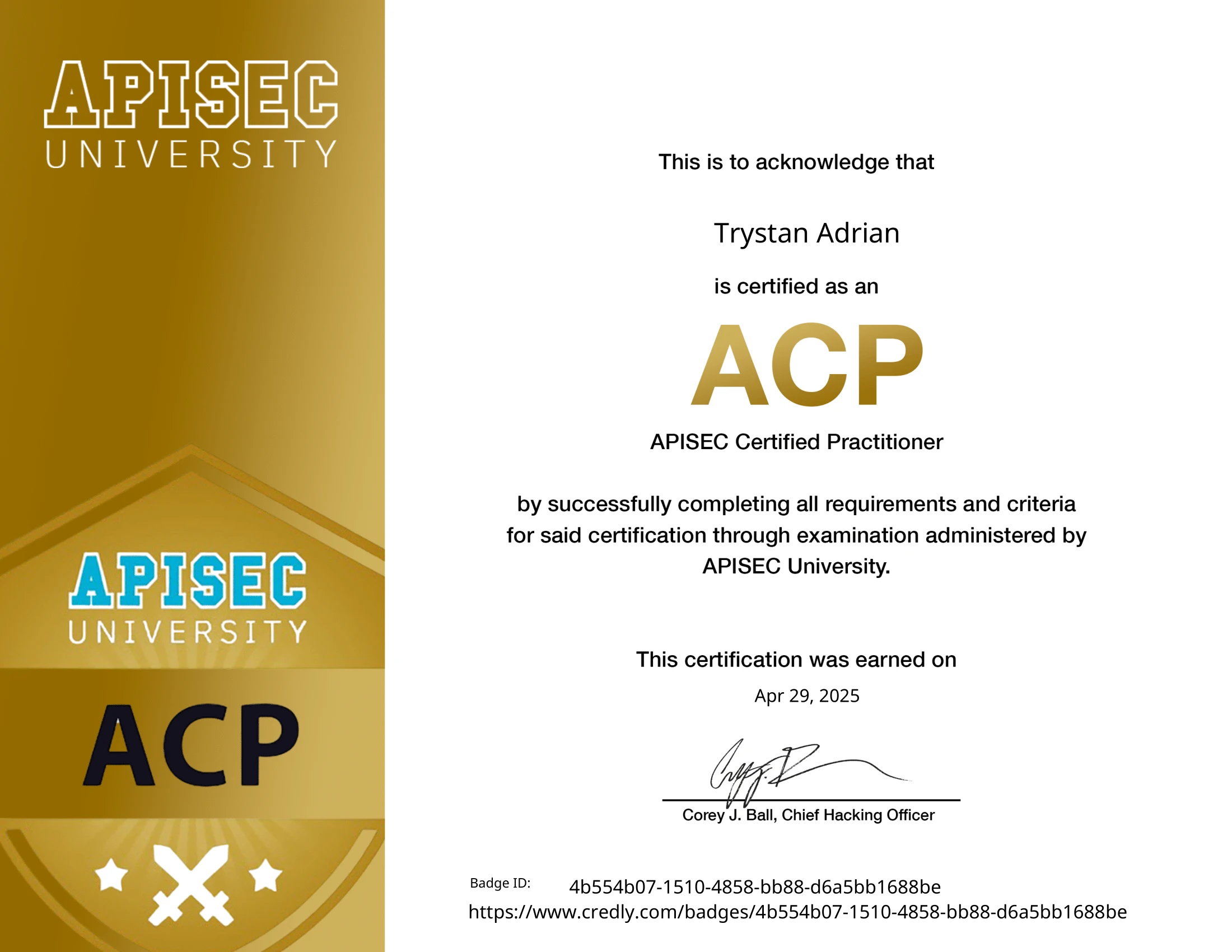 APIsec Certified Practitioner certificate